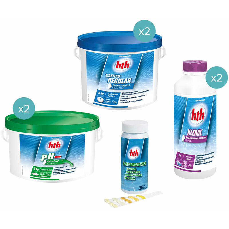 HTH - Kit de traitement complet au chlore (21-40 m³)