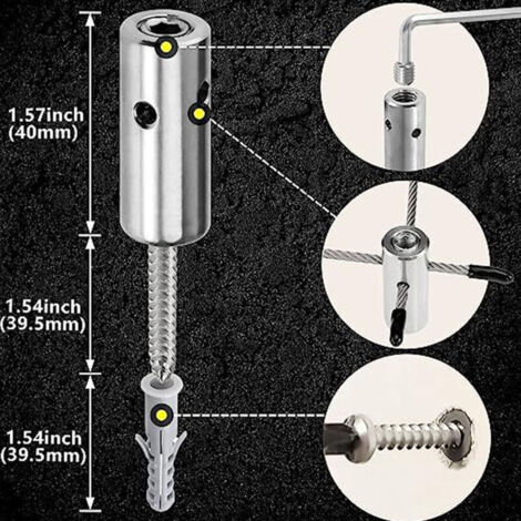 Kit de Treillis Métallique pour Plantes [Kit de Support en Acier Inoxydable avec Fixations] Système de Câbles pour Mur Vert 10 Fixations