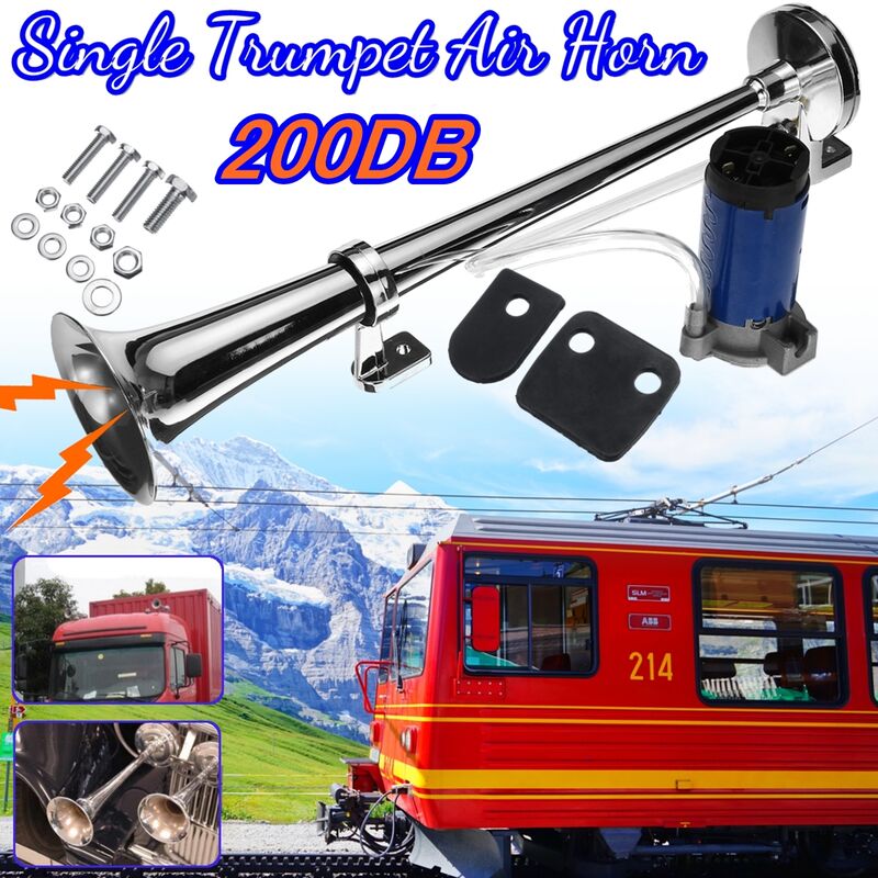 

Kit de tren de trompeta única súper ruidoso para compresor de tono metálico de bocina de aire de 12V 600DB para coche, camión, tren, barco