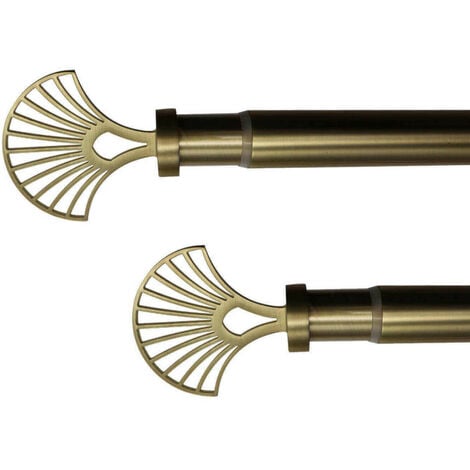 Kit de Tringle à Rideau, Palme Laiton Doré, Extensible 120 à 210 cm, avec Supports à Visser