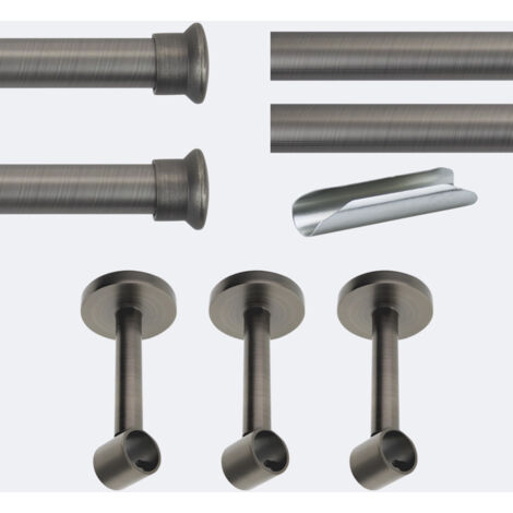 Kit de tringle à rideaux Carbone 300cm Diam.20mm Embout Chapeau - Fixation Mur - Boulet