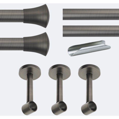 Kit de tringle à rideaux Carbone 300cm Diam.20mm Embout Pommeau - Fixation Mur - Boulet