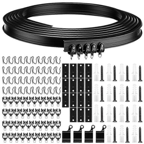 Kit de tringle à rideaux de plafond flexible de 5 m, réglable, pour fenêtre et salle de bain