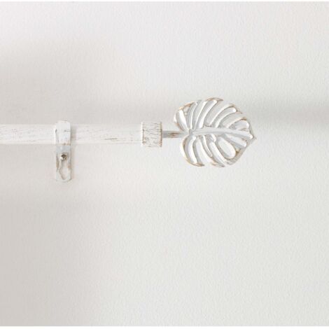 Douceur D'Intérieur – Tringle à rideaux extensible 120-210 cm en métal blanc et or – Kit complet avec embouts et supports – Diamètre 19 mm