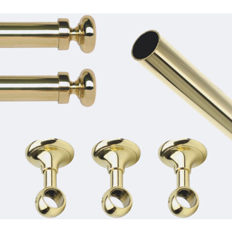 Kit de tringle à rideaux Laiton Poli Verni 250cm Diam.20mm Embout Regency - Fixation Plafond - Boulet