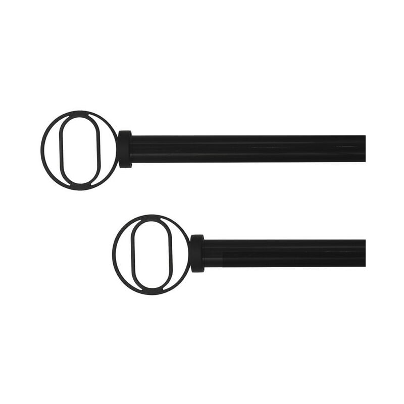 Store Menuiserie - Kit de Tringle à Rideau, Extensible 120 à 210 cm, Noir mat, Contemporain, avec Support Mural et vis inclus