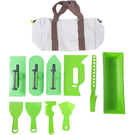 Kit de truelle en plastique, poignée ergonomique légère, truelles rondes carrées pointues, ensemble de plâtre avec sac de rangement pour la finition des murs