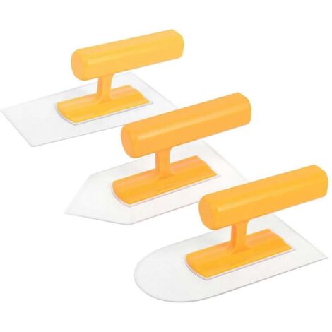 Kit de truelles en plastique (3 pièces) : truelles de finition rondes, carrées et à bout pointu.
