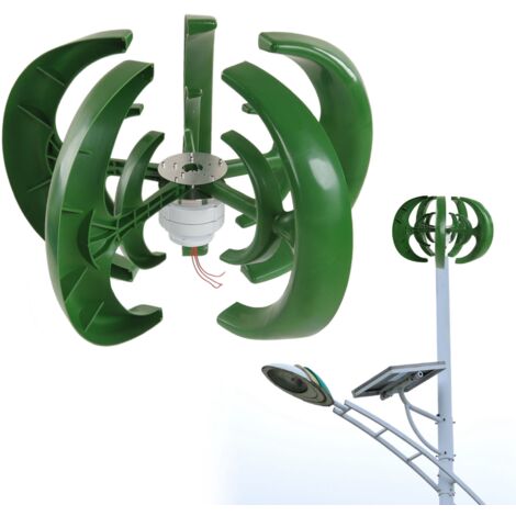 Kit de turbina eólica vertical con controlador, 100 W, 5 palas de rotor, 12 V/24 V, grado de protección IP67, diseño tipo calabaza, brida de montaje de fibra de nailon.