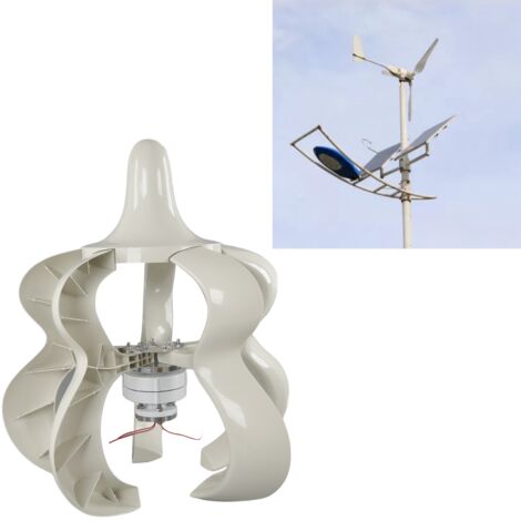 Kit de turbina eólica vertical de 200 W, 12 V/24 V – Aplicación universal, 5 aspas de fibra de nailon con controlador, montaje con brida IP67