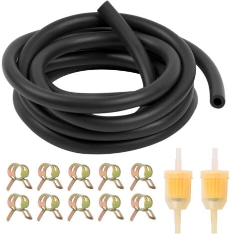 Kit de tuyau de gaz avec filtre à carburant 2 pièces, colliers de serrage 10 pièces pour petit tracteur, petit moteur, tondeuse à gazon, moto