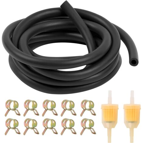 Kit de tuyau de gaz avec filtre à carburant 2 pièces, colliers de serrage 10 pièces pour petit tracteur, petit moteur, tondeuse à gazon, moto
