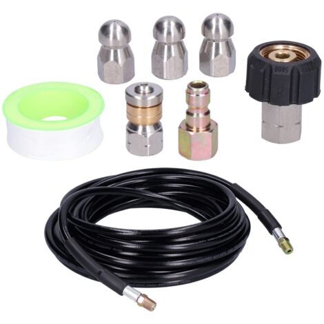 Kit de Tuyau de Nettoyeur Haute Pression 10 M, 1/4 Po NPT, Kit de Jet D'égout pour Nettoyeur Haute Pression, Buse de Jet D'égout pour Tuyau de Nettoyage de Drain 4000 Psi