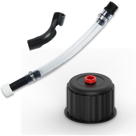 Kit de tuyau de remplissage pour carburant de compétition  Compatible avec les carburants Jeggs, LC2 et VP Racing. Comprend un tuyau noir pour bouteille d'eau, un bouchon et un coude de rechange.