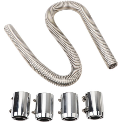 Kit de tuyau d'eau de refroidissement Flexible pour radiateur de 48 pouces, ensemble de Dissipation universel en acier inoxydable résistant à la chaleur avec 4 bouchons argent
