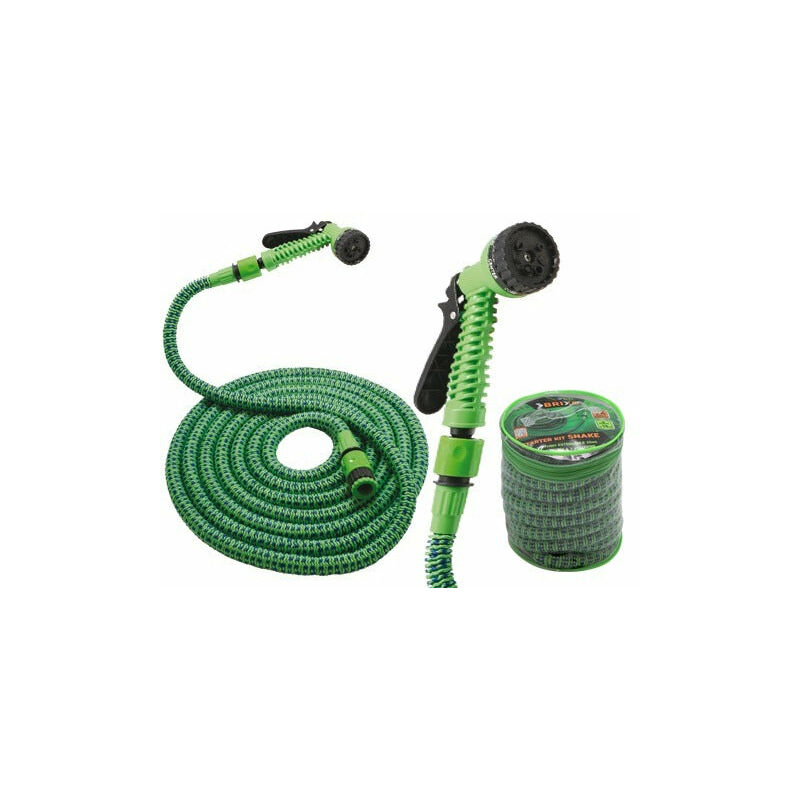 Brixo - Kit de tuyau d'irrigation antérieure extensible avec 7 fonctions et raccords Iris Snake Da 5 a 15 metri