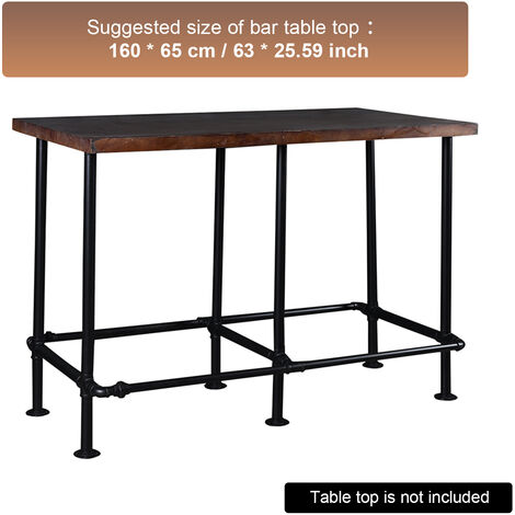Kit de tuyau rétro industriel robuste pour table de bar cadre en métal de cuisine rustique base de table de style vintage robuste pour meubles de bureau à domicile (le dessus de table n'est pas inclus - Le noir