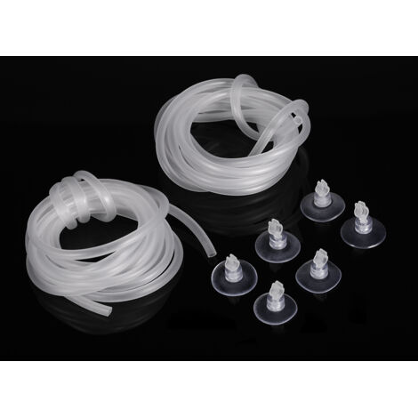 Kit de Tuyaux à Oxygène pour Aquarium 2 x 2,5 m Ø4 mm + Robinets + Ventouses + Pierres à Bulles