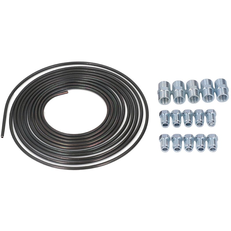 Jeffergarden Kit de tuyaux de conduite de frein en acier revêtu de PVF de 5 m avec connecteurs à vis de 4.75mm pièces de rechange automobiles