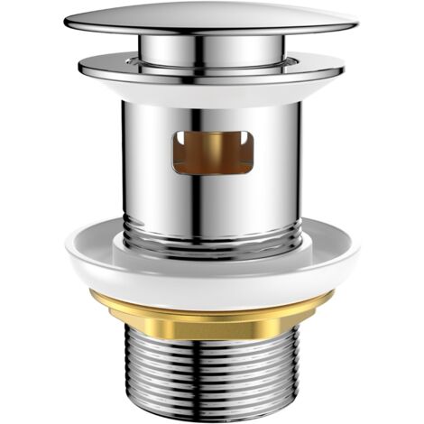 Kit de Vaciado Universal con Rebosadero, Tapón de Presión para Lavabo y Lavamanos, Filtro Antiexplosión y Antiobstrucción, Cromado