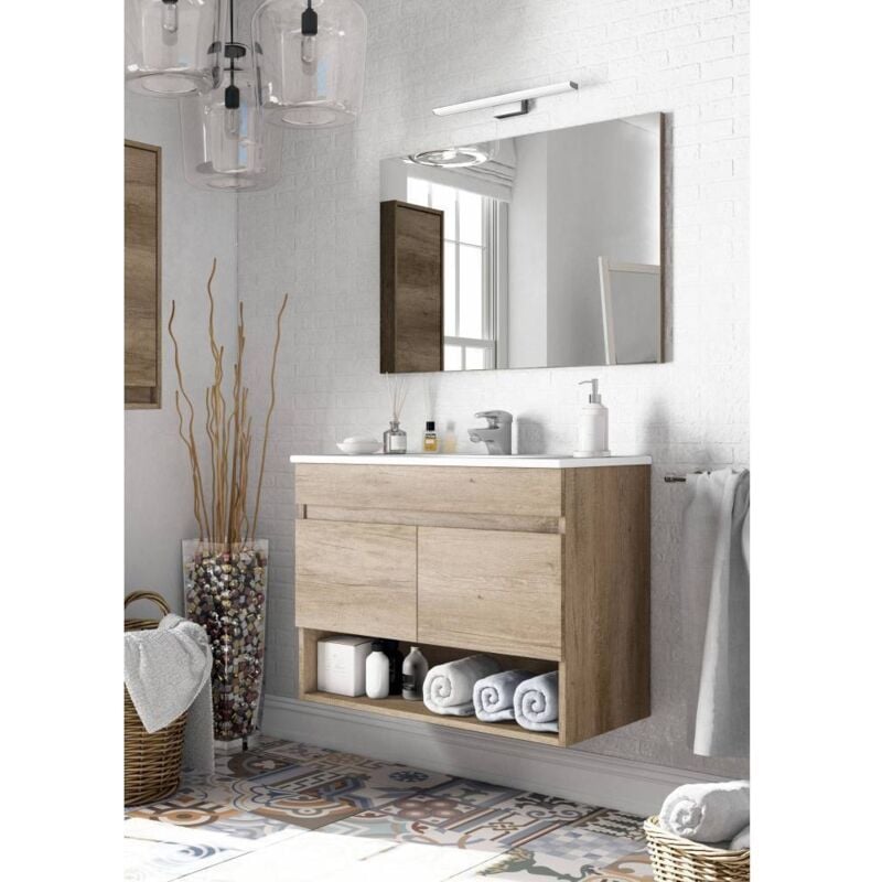 Capaldo - Kit armoire de salle de bain dakota 2a cm.80x45x64h chêne nordique