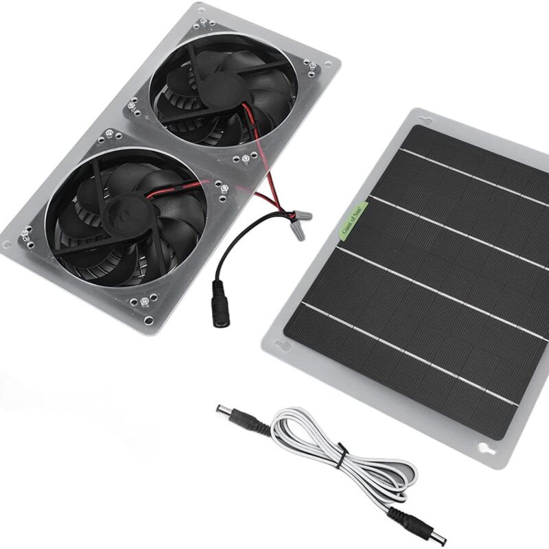 Kit de Ventilateur à Panneau Solaire, 100W 12V Ventilateur Solaire Extérieur Étanche, Mini Ventilateur Portable, Kit de Ventilateur à Panneau Solaire