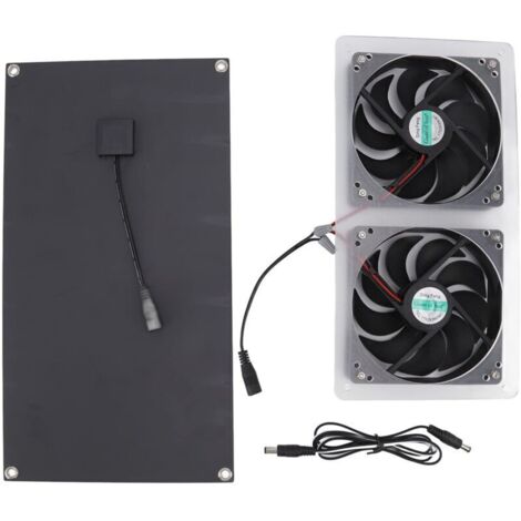 Kit de Ventilateur à Panneau Solaire 100W, Double Ventilateur, étanche IP67, Faible Bruit, Large Application, Ventilateur à énergie Solaire pour Maison d'animaux Domestiques A
