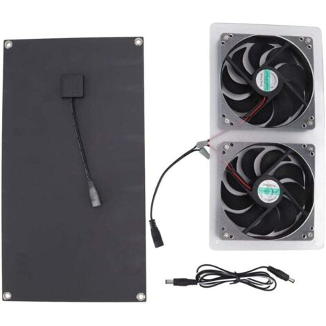 Kit de Ventilateur à Panneau Solaire 100W, Double Ventilateur, étanche IP67, Faible Bruit, Large Application, Ventilateur à énergie Solaire pour Maison d'animaux Domestiques A