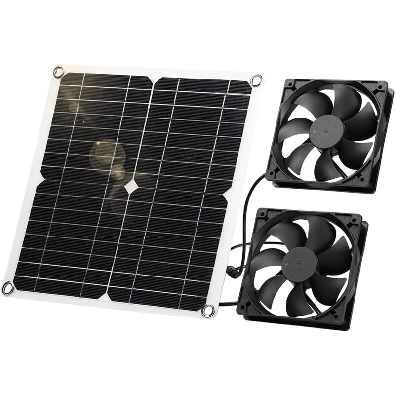 Kit de ventilateur à panneau solaire, 12 W, résistant aux intempéries, avec ventilateur CC pour petits poulaillers, serres, abris de jardin, maisons