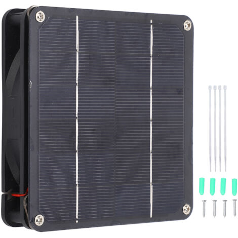 Kit de ventilateur alimenté par panneau solaire 20W Kit de ventilateur d'extraction de panneau solaire monocristallin pour serre de voyage en plein air noir