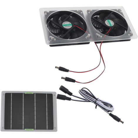 Kit de Ventilateur de Panneau Solaire, 100W 12V Kit de Ventilateur à énergie Solaire étanche Portable Double Ventilateur D'échappement sans Stockage D'énergie Ensemble de Panneaux Solaires pour Maison