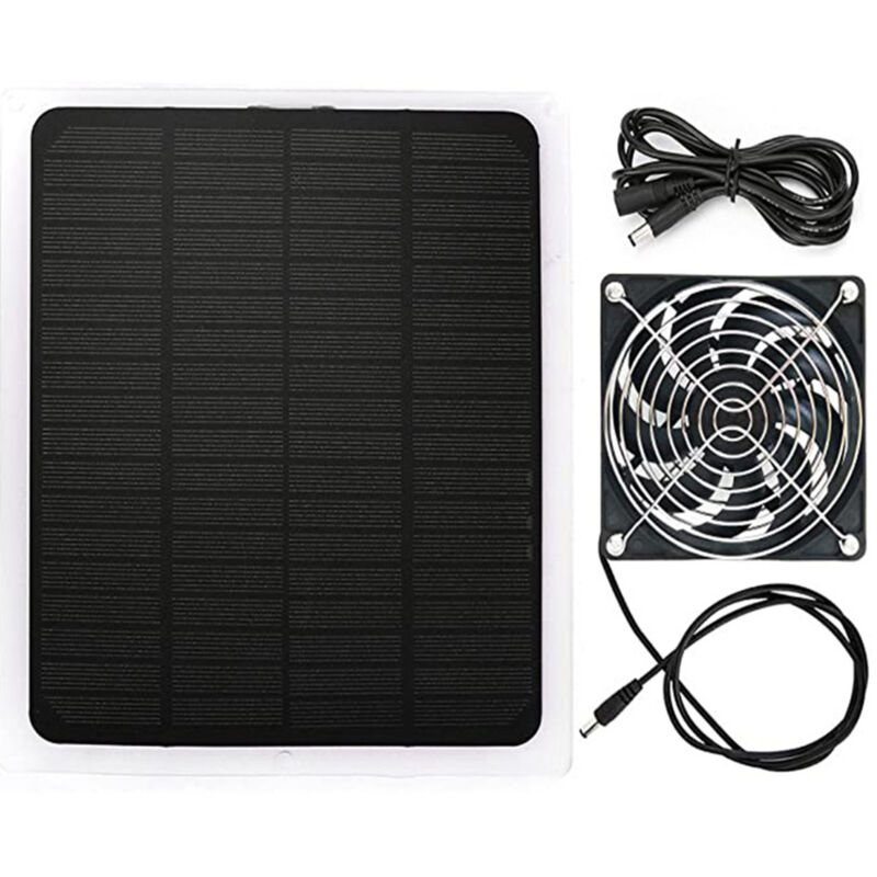 Kit de ventilateur de panneau solaire, kit de ventilateur à énergie solaire étanche 10 W, ventilateur d'extraction solaire extérieur pour serre,