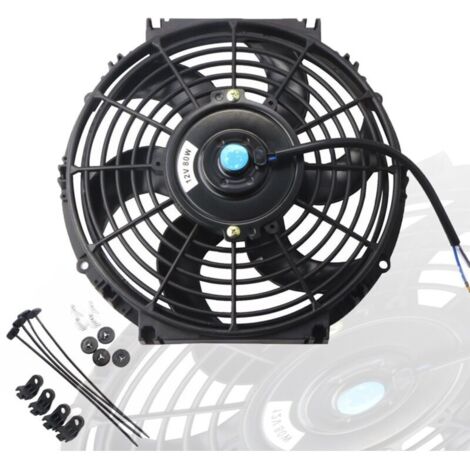 Kit de ventilateur de refroidissement de radiateur électrique mince universel de 10 in – Ventilateur double fonction 12 V 80 W avec matériel de montage, pour voiture/camion/SUV (noir)