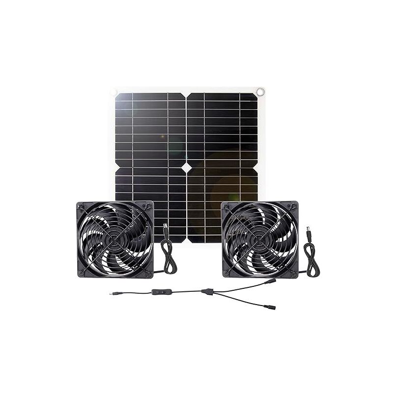 Kit de ventilateur d'extraction de ventilateur solaire, panneau de charge solaire 12W avec ventilateur d'extraction à grande vitesse