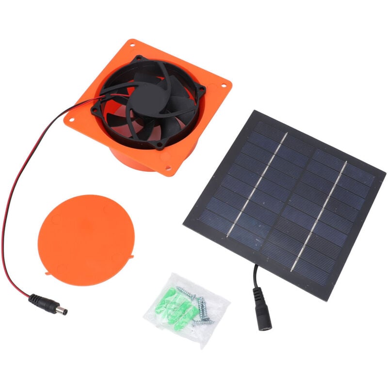 Ej.life - Kit de ventilation de panneau en silicium monocristallin, ventilateur d'extraction à énergie solaire, 20w, 5V, avec déflecteur rond, pour
