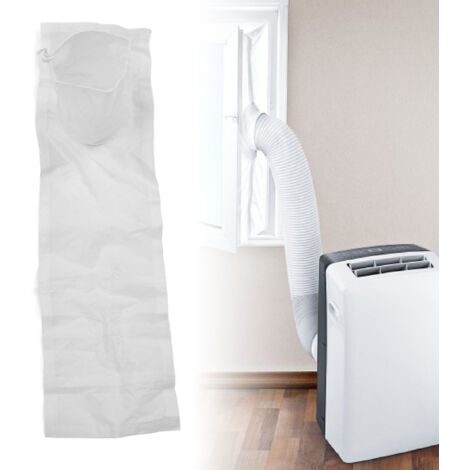 Kit de Ventilation pour Climatiseur Portable - Set de Fenêtre Anti-Retour d'Air avec Tissu Polyester (92x25cm), Sangle et Velcro - 3 Pièces pour Étanchéité Optimale.