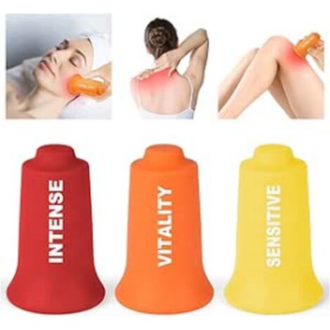 Kit de ventouses en silicone, 3 ventouses à vide en silicone, massage corporel et facial, massage anti-cellulite
