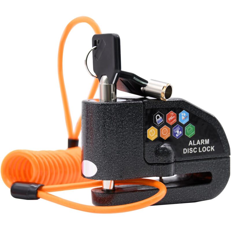 Lifcausal - Kit de verrouillage de disque d'alarme, verrouillage de frein, antivol étanche 110 dB 7 mm broche 5 pieds câble de rappel pour motos vélo