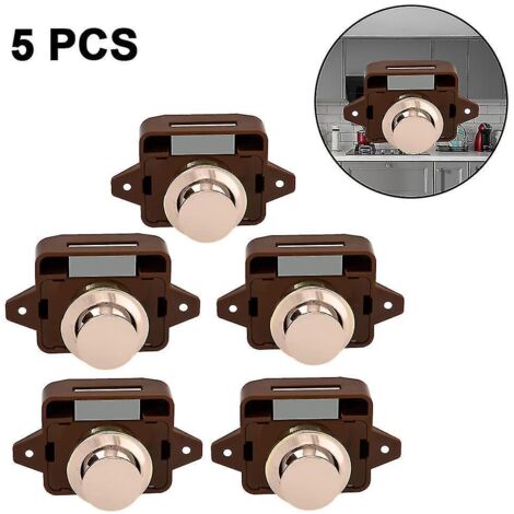 Kit de verrouillage de porte à bouton-poussoir - 5 pièces sans clé pour armoire, placard, porte de bateau, van à chevaux, camping-car - Style 1