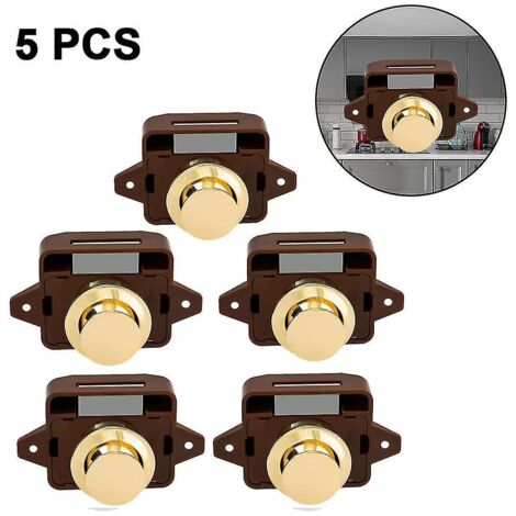 Kit de verrouillage de porte à bouton-poussoir - 5 pièces sans clé pour armoire, porte de placard, bateau, van à chevaux, camping-car, style 3