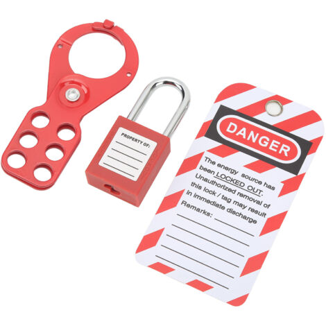 Kit de verrouillage de sécurité avec cadenas et étiquettes pour procédures LOTO industriel, 38mm, anti-vandalisme.