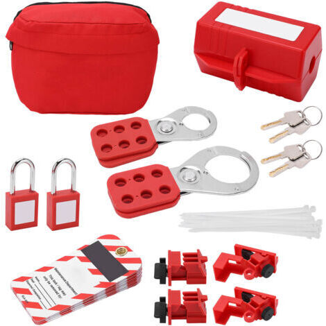 Kit de verrouillage de sécurité avec cadenas, loquets, verrouillage de disjoncteur, étiquettes Loto, sac de transport pour produits chimiques industriels