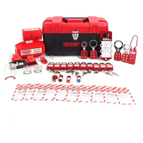 Kit de verrouillage et d'étiquetage (Lockout Tagout) avec verrous de groupe, pince universelle pour disjoncteurs, ensemble de cadenas de sécurité LOTO et boîte à outils pour l'industrie