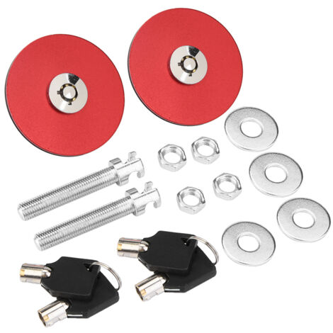 Kit de verrouillage universel pour capot moteur avec goupille de sécurité et clé (Rouge)