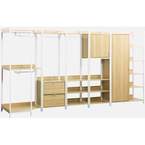 Kit de vestidor modular con 5 elementos, Clever, Blanco, 360x48x190 cm