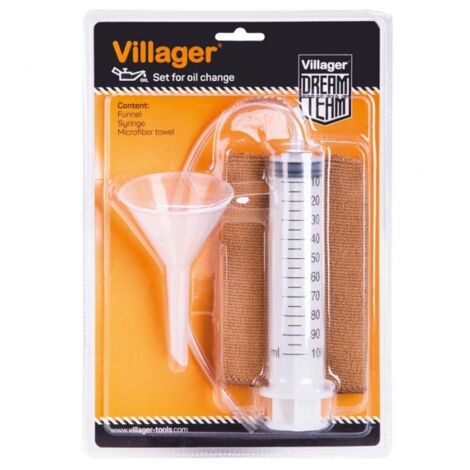 Kit de vidange aspiration huile – Entonnoir et seringue inclus – Pour carters peu accessibles – Compatible matériel jardin moteur thermique – Villager
