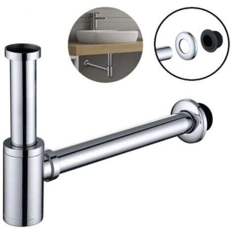 Kit de vidange de siphon de lavabo de salle de bain réglable en hauteur de 1 1/4 avec siphon en P rond chromé Kit de vidange de siphon de lavabo de salle de bain réglable en hauteur