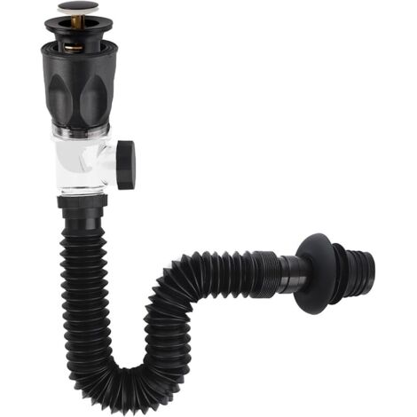 Kit de vidange d'évier, vidange de lavabo Universelle avec Tuyau d'évacuation Flexible, kit de vidange pour évier de Cuisine de Salle de Bain, à l'épreuve des odeurs et des fuites -Noir