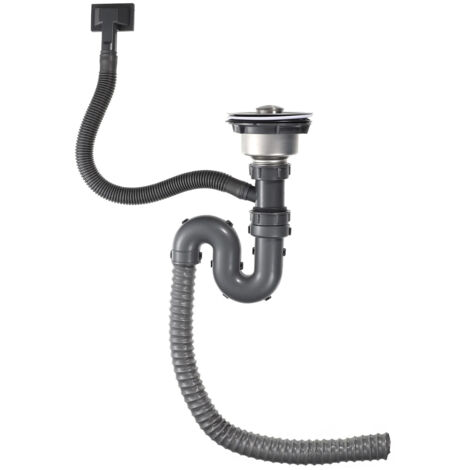 Kit de vidange extensible étanche et flexible sous évier, gain de place, gris