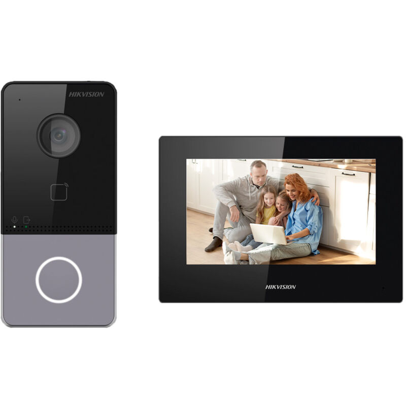 Kit de videoportero - Tecnología ip & WiFi - Incluye placa y monitor - Lector mf PoE - App móvil con P2P - Montaje sobre superficie IP65